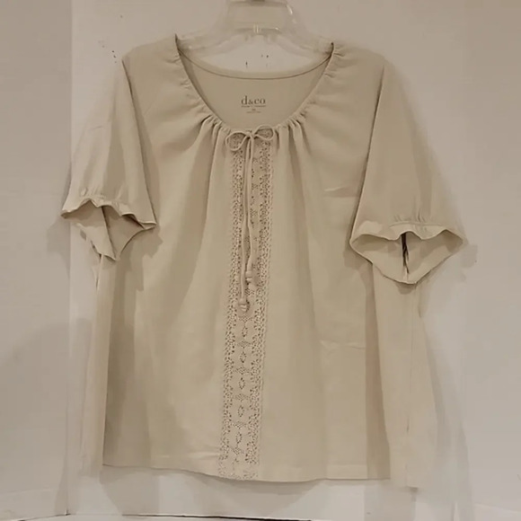 NWOT‎ - DENIM & CO. IVORY SHORT SLEEVE TEE SHIRT (sz 2X) - Picture 1 of 4
